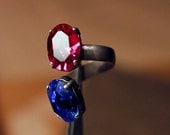 Blue/Pink swarowski crystal adjustable ring