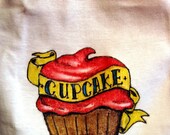 SPRING SALE -- Tough Little Cupcake - Tattoo Art Onesie - ORIGINAL ART on Fabric