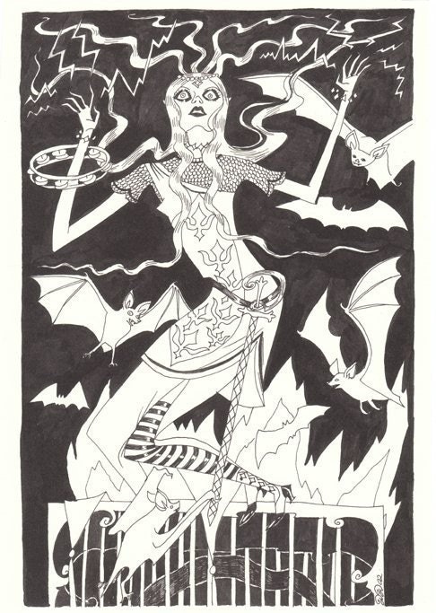 DAME DARCY Limited Edition B and W Print Bats hand numbered and SIGNED             