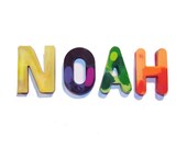 Set of 6 Custom Personalized Marbled Letter or Number Crayons - Perfect size for Little Hands