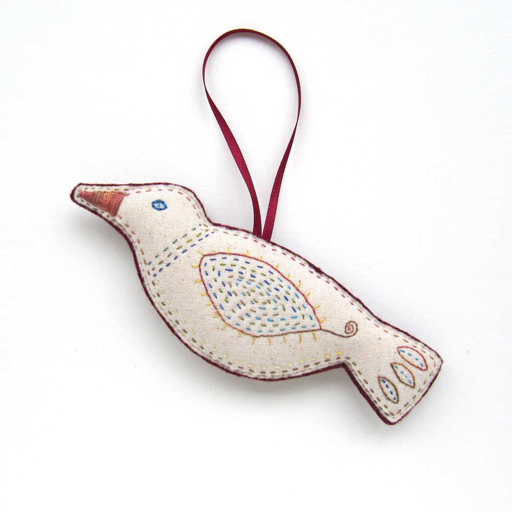 Embroidered Bird Decoration/ Ornament