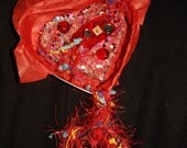My Warm Fuzzy Heart, 3D Mixed Media Assemblage (original)