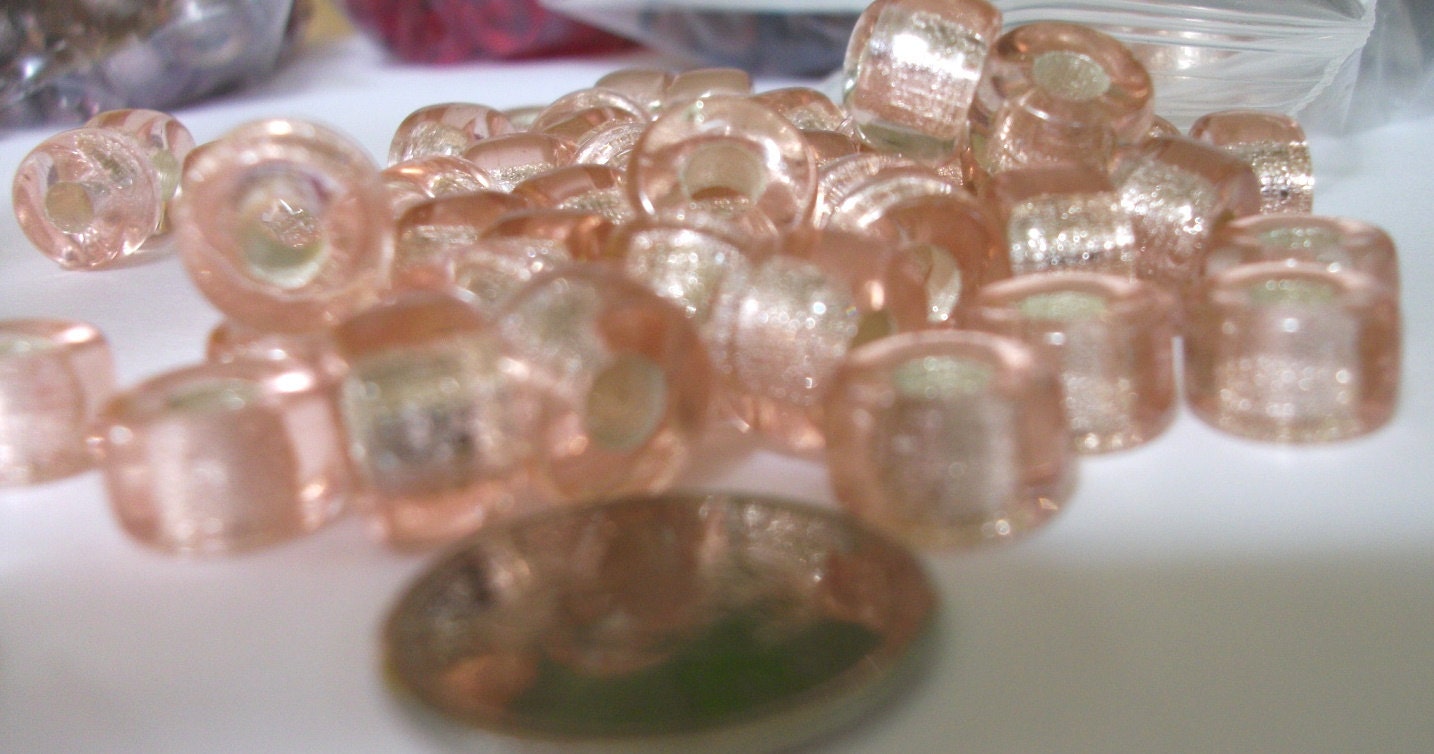 9mm Rose Pink Silverlined Czech Glass Crow Beads, Large Hole Bead, 10