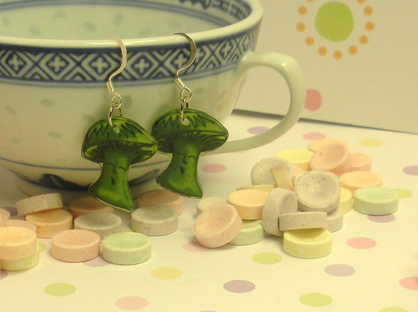 Mushroom Earrings in Magic Green