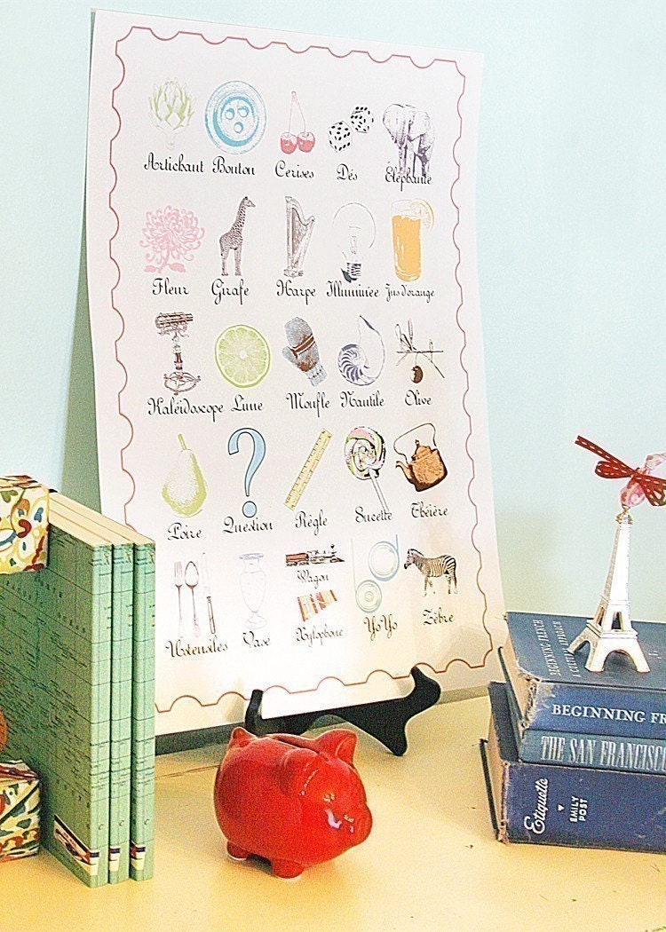 Limited Edition Bibitty French Alphabet Print 16x20
