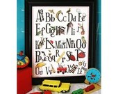 English Schoolhouse Alphabet Poster  Large 16x20