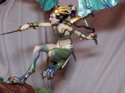 SALE          OOAK DRAGON FAIRY fantasy polymer clay art doll sculpture fingurine by Kate Sjoberg               SALE was 650