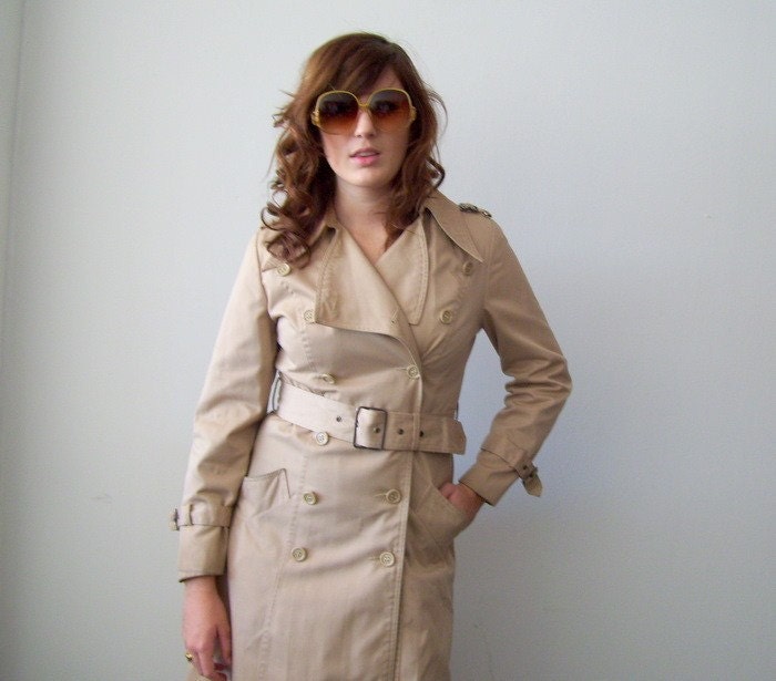 70s DOUBLE BREASTED trench SPY jacket XS S