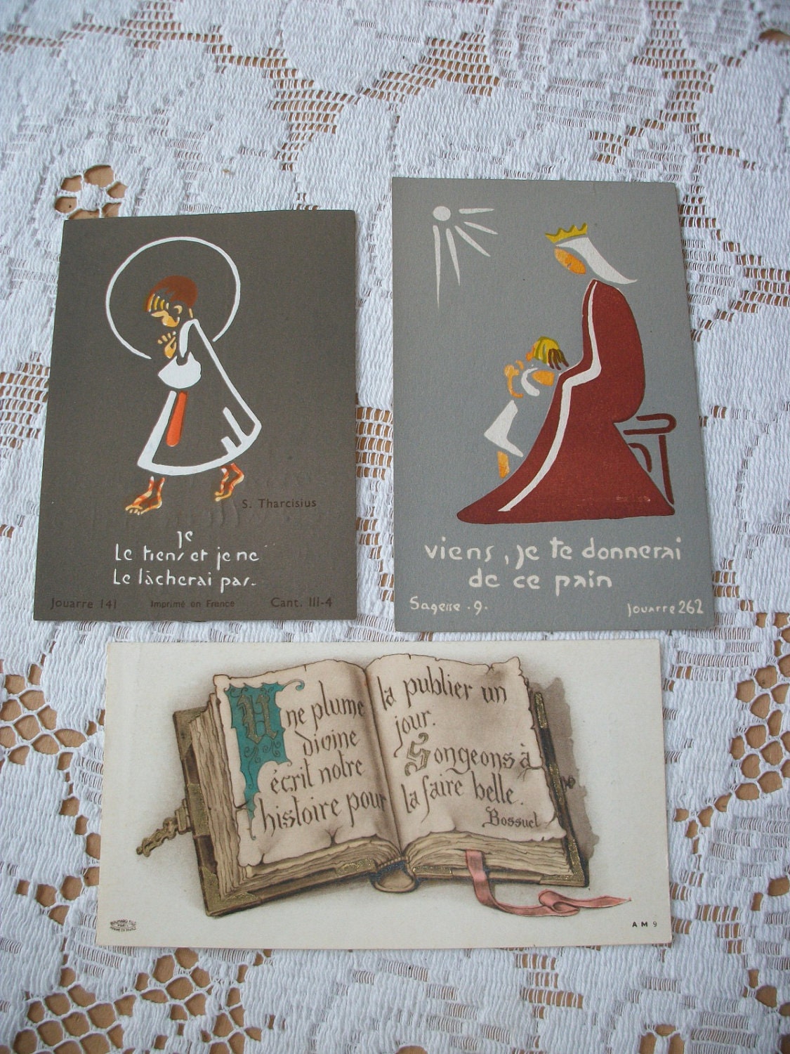 3 x Vintage French Confirmation Cards 1959 Catholic Religion Holy First Communion