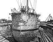 Battleships Dry Docks Naval Military Engineer Vintage Chart Germany For Framing 1906