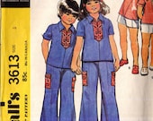 Vintage Kid's McCalls Pattern 3613 Child's Size 3 Retro 1970s Shirt Pants Shorts