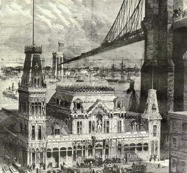 Brooklyn Bridge & Fulton Ferry House 1874 by SurrenderDorothy
