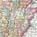 Antique Arkansas Map USA State 1895 Rand McNally Four Color Victorian Engraving Vintage Cartography To Frame