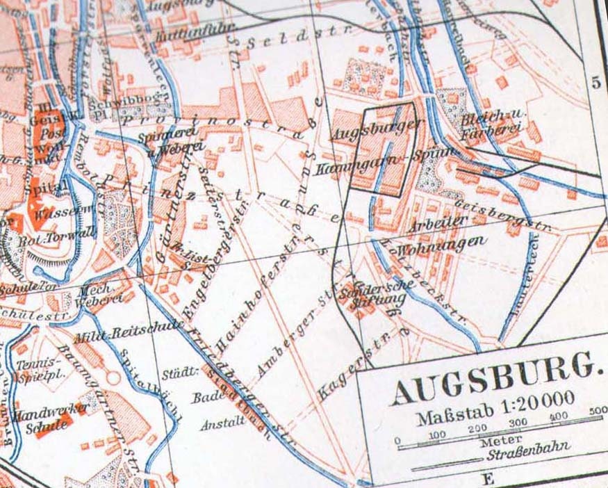 Augsburg Germany 1906 Map Antique Edwardian by SurrenderDorothy