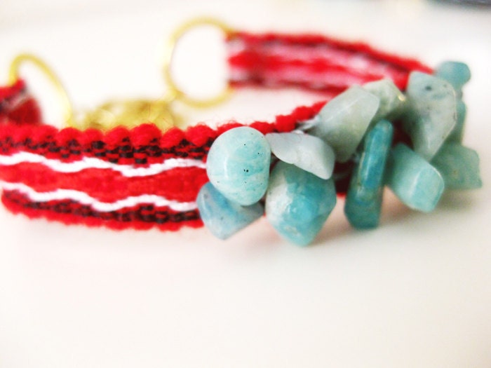 Best Friends - Turquoise Beaded Red Friendship Bracelet