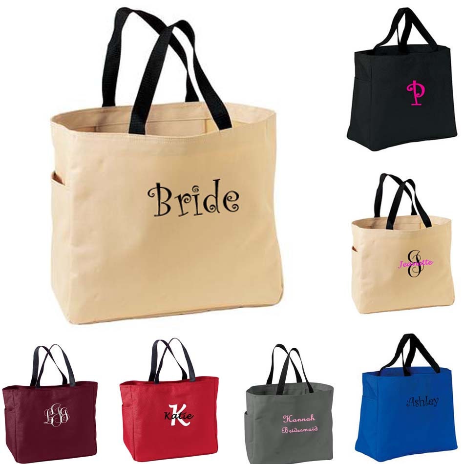 Personalized Bridesmaid Gift Tote Bags- Embroidered Tote - Maid of ...