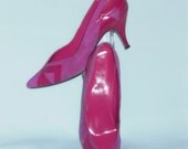 VERY COOL 1980's HOT PINK TRIANGLES High Heel Shoes size 7 1\/2