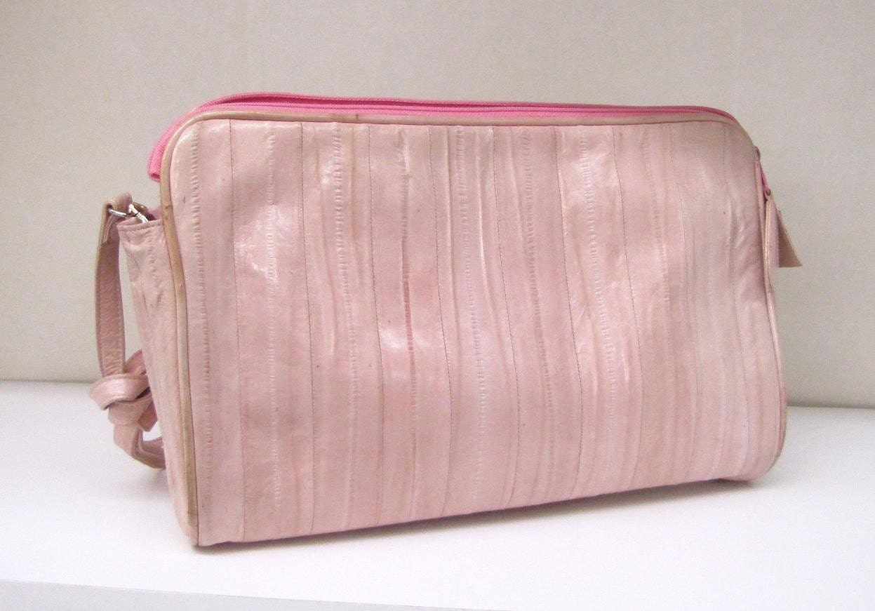 AWESOME 1980's PINK EELSKIN Leather Shoulder Bag Purse