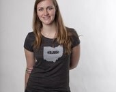 Ohio Mixtape Womens Tshirt, Screenprinted Tshirt, Triblend Charcoal Grey, Ohio Local Music