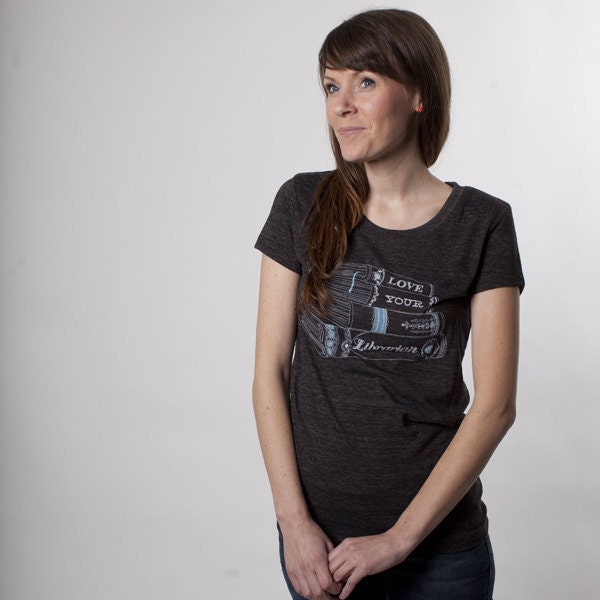 Love Your Llibrarian Womens Tshirt, Screenprinted Tshirt, Geek Chic
