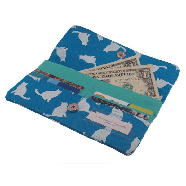 Blue kitties zipper wallet