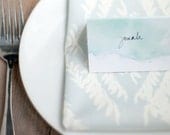 Faded Aqua Watercolor Ombre Table Place Cards