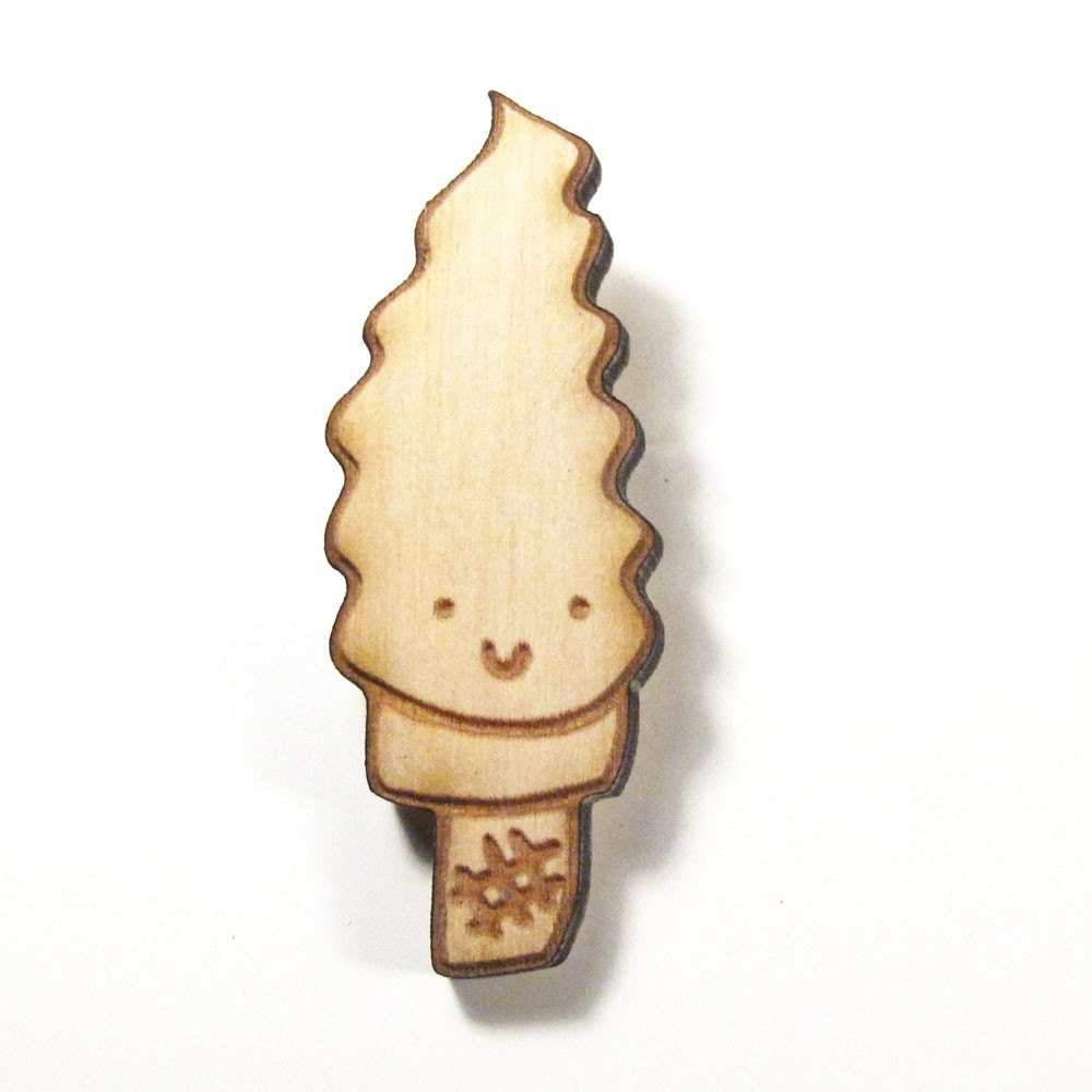 Softie Ice Cream Cone Wood Pin