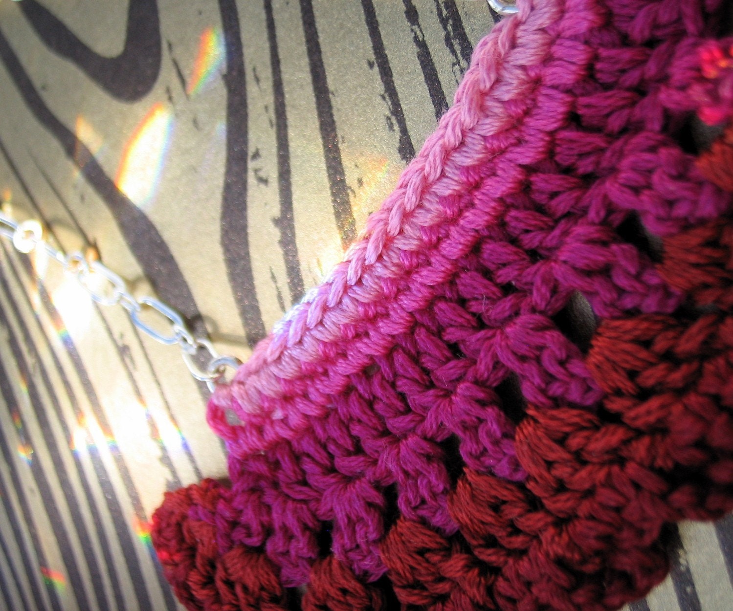 Lace Necklace, crochet by Even Howard. Handmade lace in one of a kind color combination. xoxosfetsy 40% off on Feb 4th