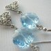 SALE Vintage Blue Swarovski Crystal Flower and Silver Filigree Earrings