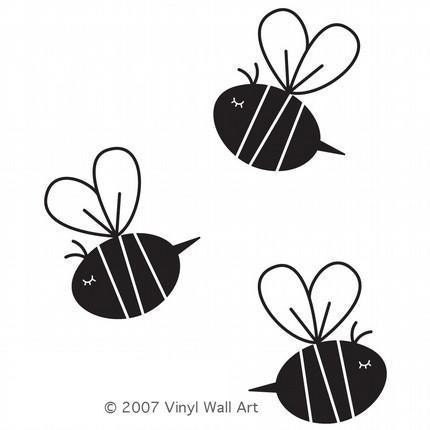 Vinyl Wall Art Bee Decals (Set of 3) MEDIUM