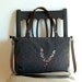 Charcoal tweed satchel bag - embroidered Rosemary flower - Herbarium Collection