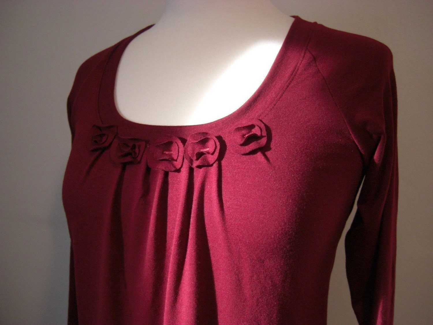 Womens Long Sleeve Shirt - with little bits embellished scoop neck - Made to Order