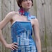 Recycled FEMA Blue Tarp Bustier and Skirt with Flower Choker