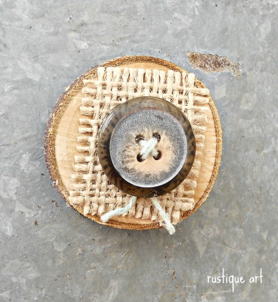 Rustic Magnet with Threaded Button