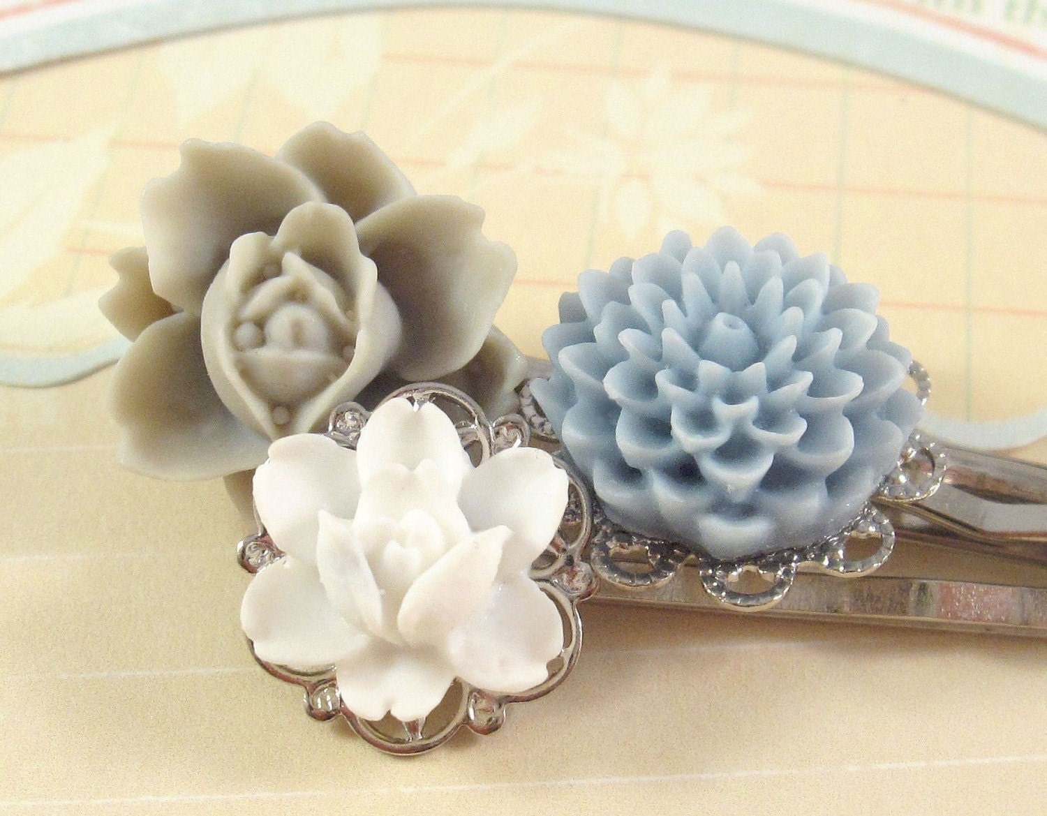 Flower Bobby Pins : Something Blue