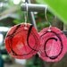 Canvas Earrings Handpainted and Stitched Hot Pink