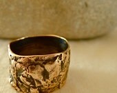 Bronze Ring Band Layered Natural Irregular Edges Unisex Mens Lady