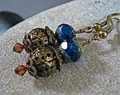 Victorian Blues Antique Bronze Earrings