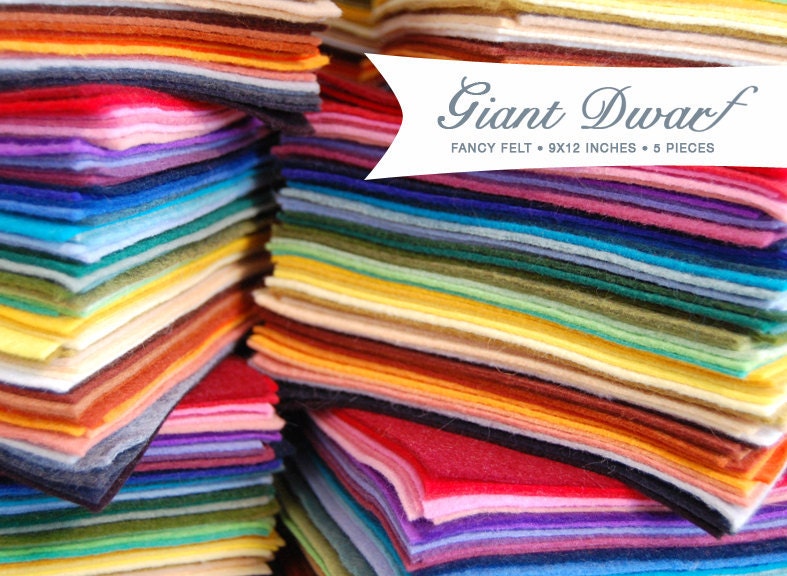 Giant Dwarf Fancy Felt // Cut To Order // 9 X 12 Inches // 5 Pieces