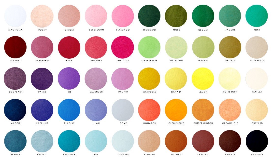 Giant Dwarf Fancy Felt // Color Catalog // 50 Colors