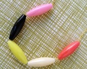 Kindergarten Style Multicolored Beaded Necklace - Pink Black Yellow Ivory Coral