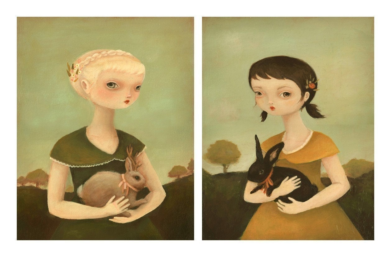 Mysterious Girls from The Black Apple - Rabbit Portraits Print Set