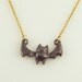 Oxidized Bat Necklace