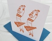 cheer boys : happy birthday - gocco screenprinted folded card