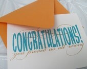 congratulations : sarcastic gocco screenprinted folded card