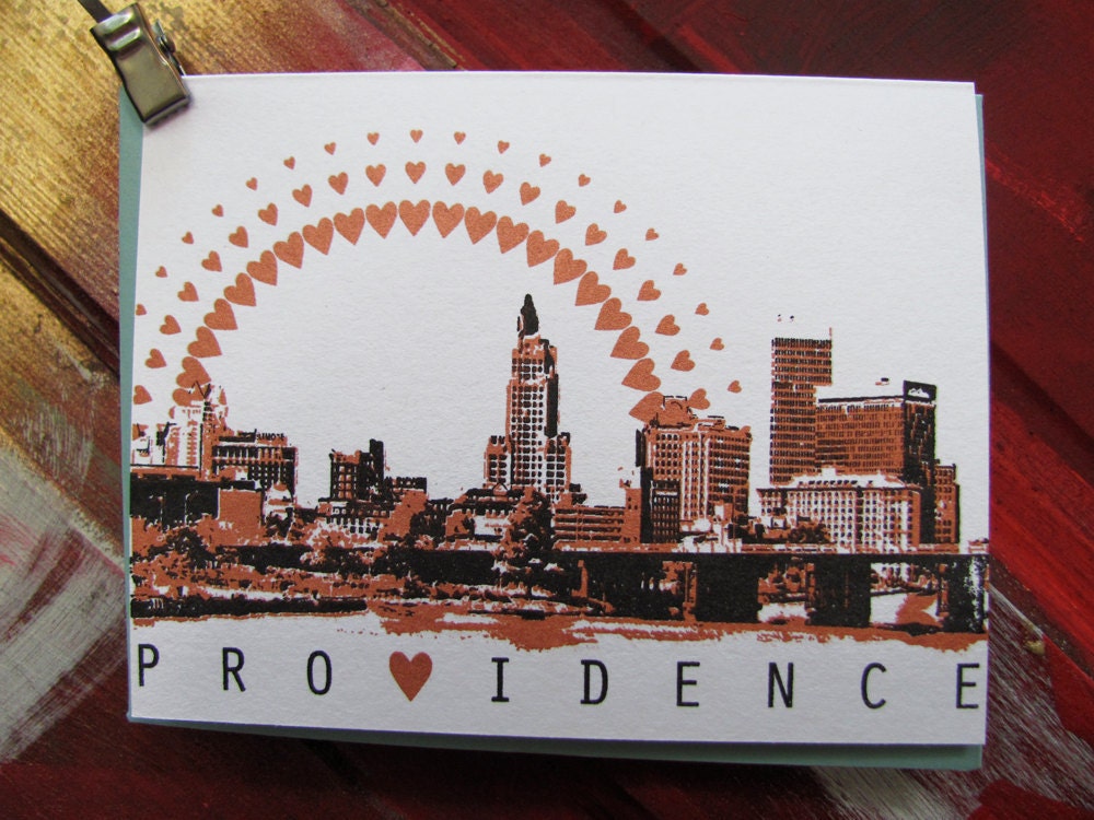A love note from Providence : Gocco screenprinted folded card