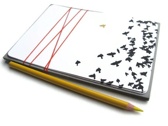 5 pack : flock - gocco screenprinted flat notes