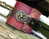Steampunk Unisex Leather Wrist Wallet Cuff with Secret Pocket -- Designer's Mix No. 30 Wristband