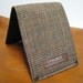 Men's Wallet - Leather and Wool Billfold with Snap Pocket Coin Purse - Metro Man -- Cognac Plaid