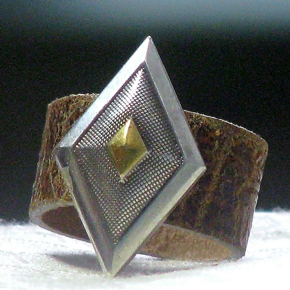 AMO Leather Bling Ring - - Metal Diamond